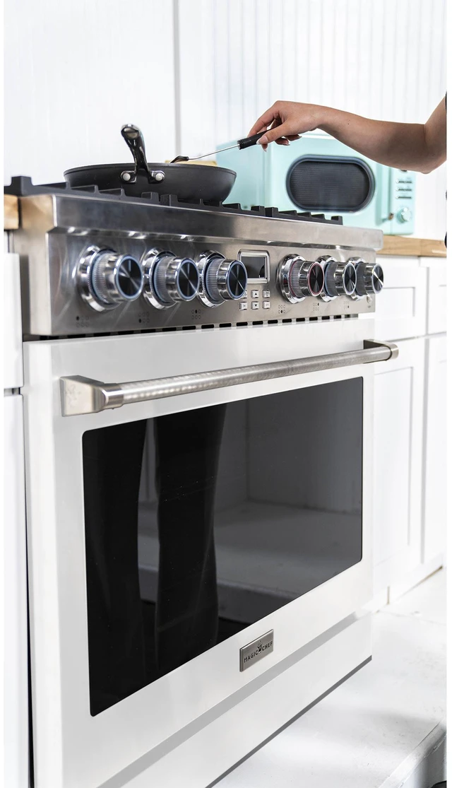 Alt view image 6 of 7 - Pro-Style 36 in. 6-Burner Slide-in Gas Range with Convection in Stainless with White Door