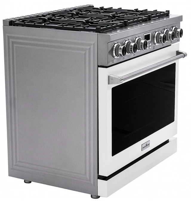 Alt view image 3 of 7 - Pro-Style 36 in. 6-Burner Slide-in Gas Range with Convection in Stainless with White Door