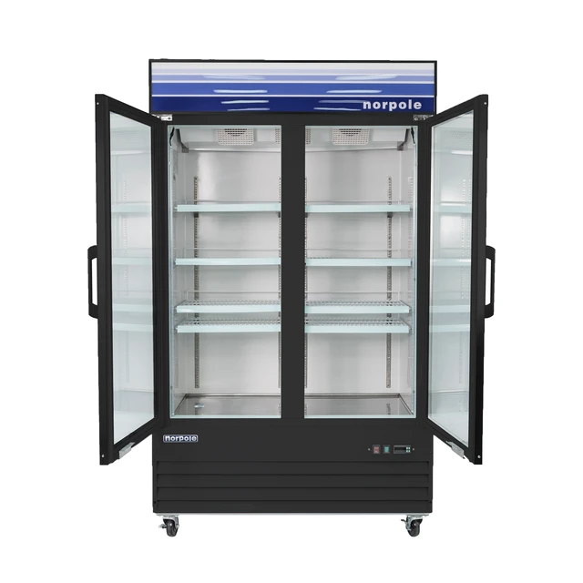 Alt view image 2 of 5 - Commercial 53 in. 45 cu. ft. 2-Door Glass Merchandiser Refrigerator in Black