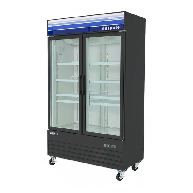 Alt view image 4 of 5 - Commercial 53 in. 45 cu. ft. 2-Door Glass Merchandiser Refrigerator in Black