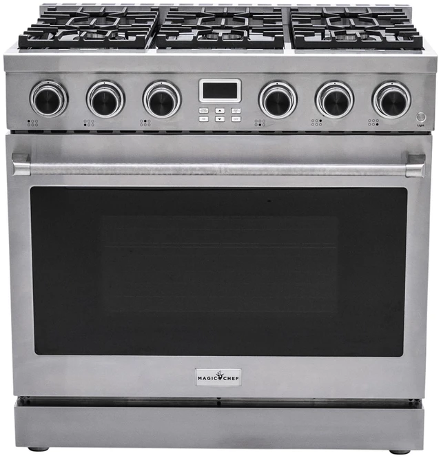 Main image of Pro-Style 36 in. 6-Burner Slide-in Gas Range with Convection in Stainless