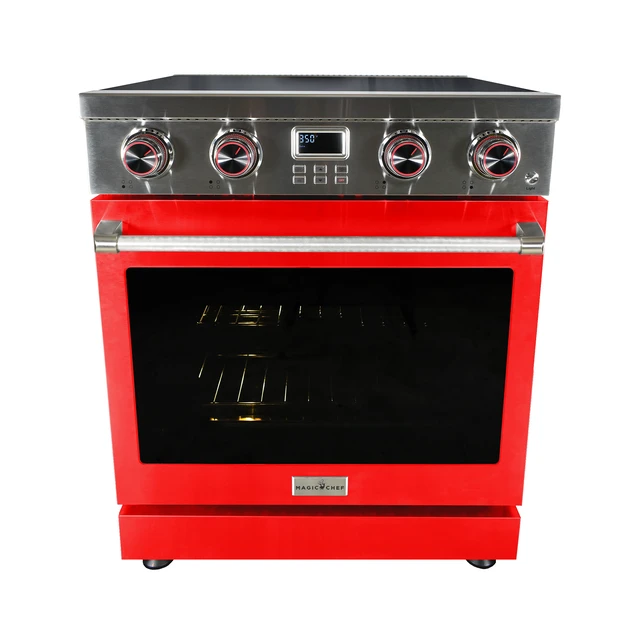 Main image of Pro-Style 30 in. 4-Element Slide-In Electric Range with Convection in Stainless with Red Door
