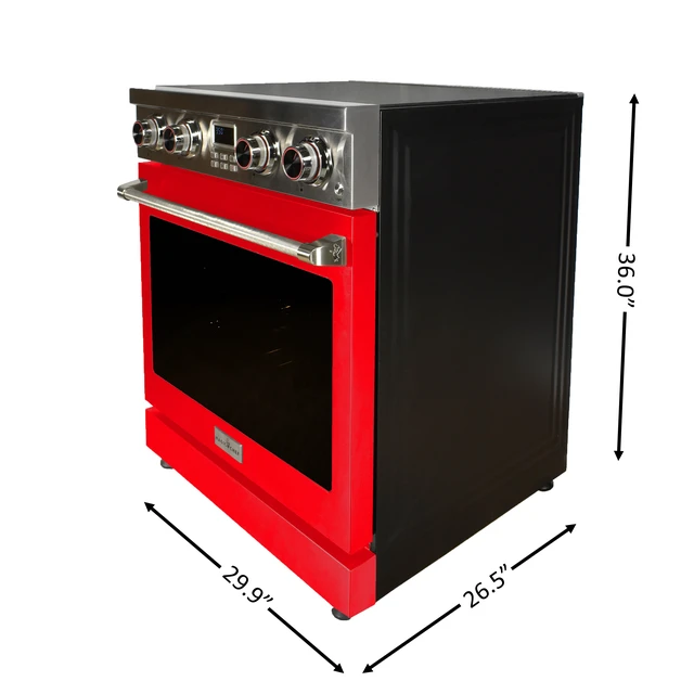 Alt view image 3 of 4 - Pro-Style 30 in. 4-Element Slide-In Electric Range with Convection in Stainless with Red Door