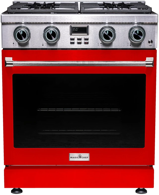 Main image of Pro-Style 30 in. 4-Element Slide-In Gas Range with Convection in Stainless with Red Door