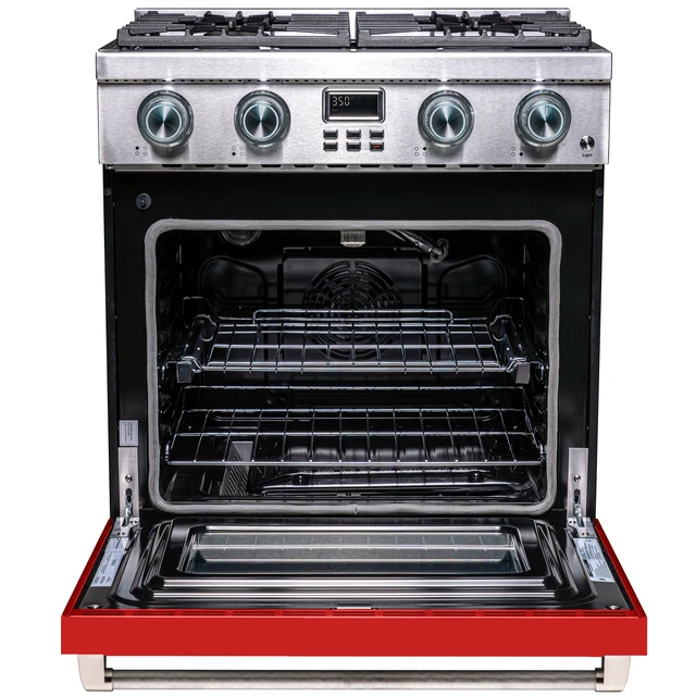 Alt view image 2 of 5 - Pro-Style 30 in. 4-Element Slide-In Gas Range with Convection in Stainless with Red Door