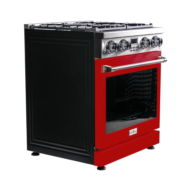 Alt view image 3 of 5 - Pro-Style 30 in. 4-Element Slide-In Gas Range with Convection in Stainless with Red Door