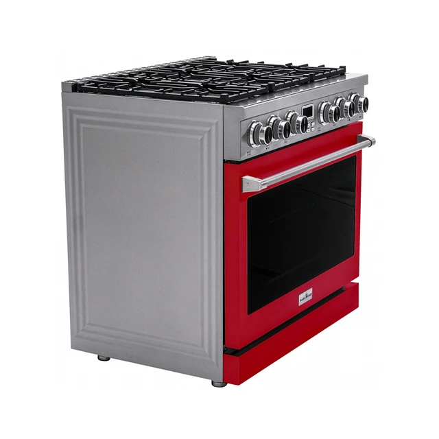 Alt view image 3 of 6 - Pro-Style 36 in. 6-Burner Slide-in Gas Range with Convection in Stainless with Red Door