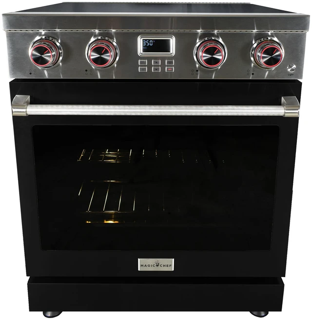 Main image of Pro-Style 30 in. 4-Element Slide-In Electric Range with Convection in Stainless with Black Door