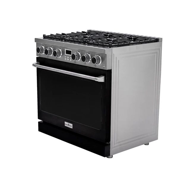 Alt view image 4 of 6 - Pro-Style 36 in. 6-Burner Slide-in Gas Range with Convection in Stainless with Black Door