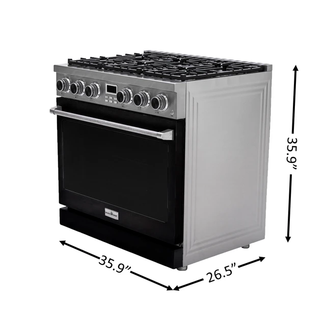 Alt view image 5 of 6 - Pro-Style 36 in. 6-Burner Slide-in Gas Range with Convection in Stainless with Black Door