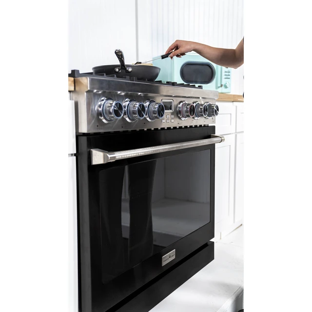 Alt view image 6 of 6 - Pro-Style 36 in. 6-Burner Slide-in Gas Range with Convection in Stainless with Black Door
