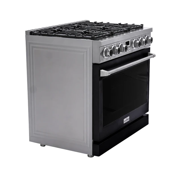 Alt view image 3 of 6 - Pro-Style 36 in. 6-Burner Slide-in Gas Range with Convection in Stainless with Black Door