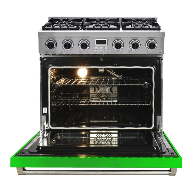 Alt view image 2 of 6 - Pro-Style 36 in. 6-Burner Slide-in Gas Range with Convection in Stainless with Green Door