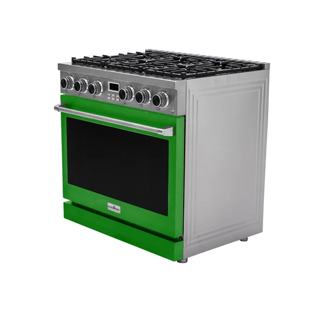 Alt view image 4 of 6 - Pro-Style 36 in. 6-Burner Slide-in Gas Range with Convection in Stainless with Green Door