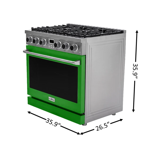 Alt view image 5 of 6 - Pro-Style 36 in. 6-Burner Slide-in Gas Range with Convection in Stainless with Green Door
