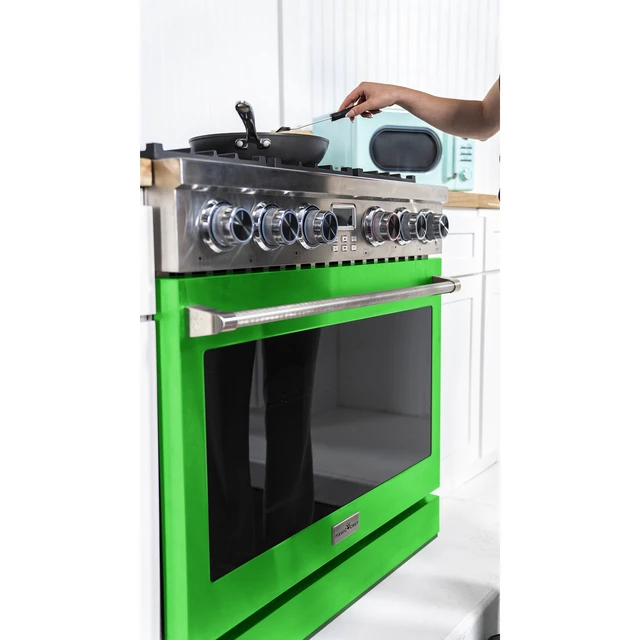 Alt view image 6 of 6 - Pro-Style 36 in. 6-Burner Slide-in Gas Range with Convection in Stainless with Green Door