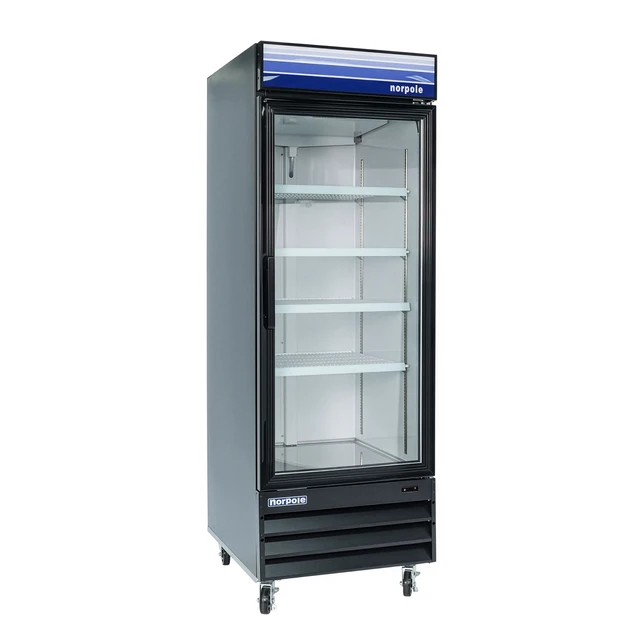 Alt view image 2 of 5 - Commercial 28 in. 23 cu. ft. Single Swing Glass Door Refrigerator in Black