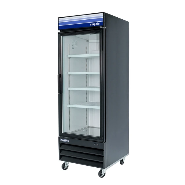 Alt view image 3 of 5 - Commercial 28 in. 23 cu. ft. Single Swing Glass Door Refrigerator in Black