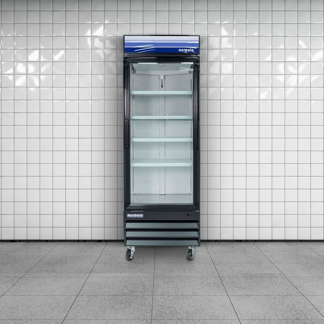 Alt view image 5 of 5 - Commercial 28 in. 23 cu. ft. Single Swing Glass Door Refrigerator in Black