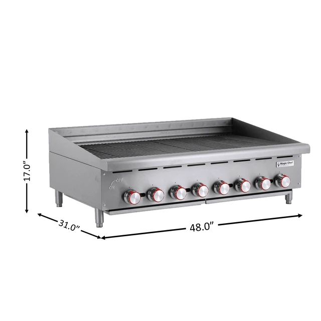 Alt view image 4 of 6 - 48 in. Commercial Countertop Radiant Charbroiler in Stainless Steel