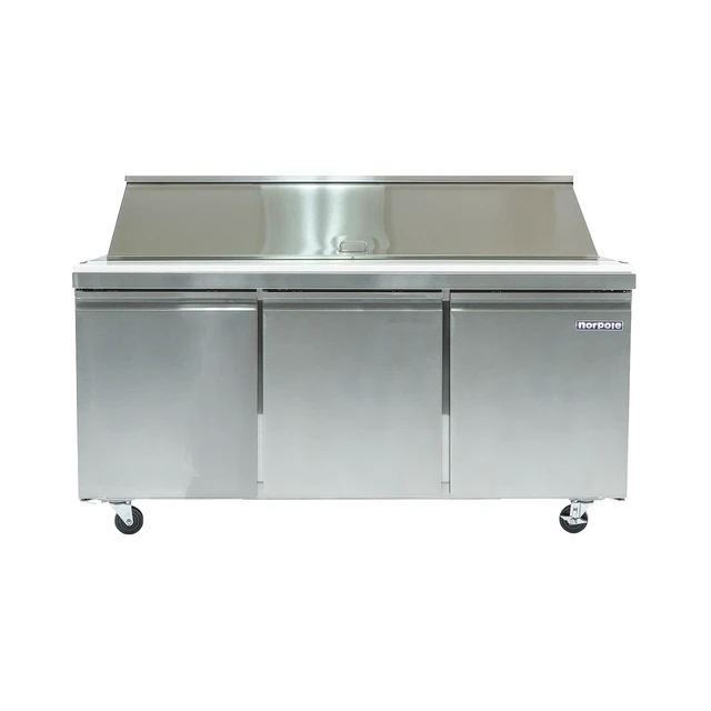 Main image of Commercial 70 in. 15.5 cu. ft. 3-Door Mega Top Sandwich-Salad Prep Table Steel