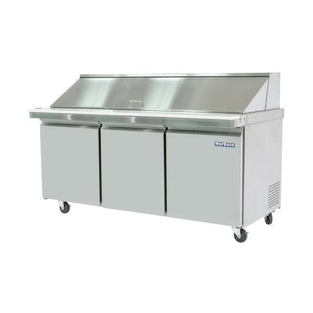 Alt view image 3 of 4 - Commercial 70 in. 15.5 cu. ft. 3-Door Mega Top Sandwich-Salad Prep Table Steel