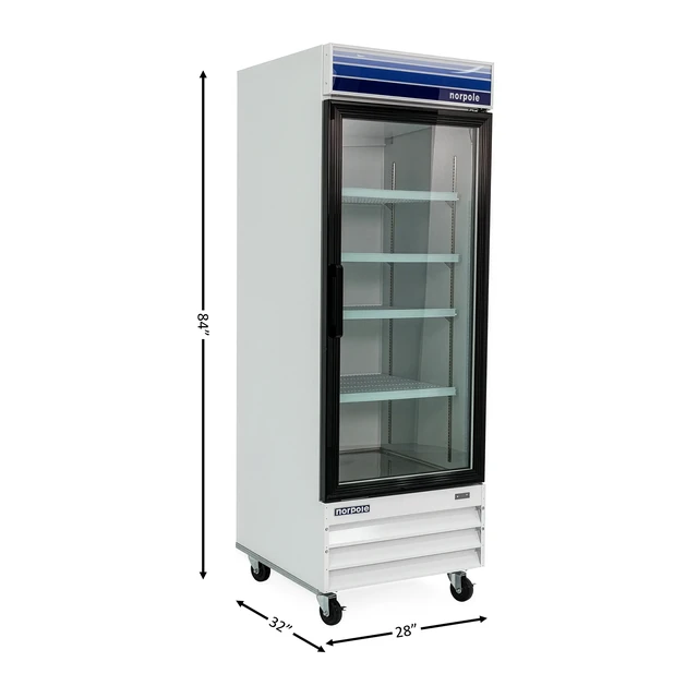 Alt view image 4 of 4 - Commercial 28 in. 23 cu. ft. Single Swing Glass Door Refrigerator in White