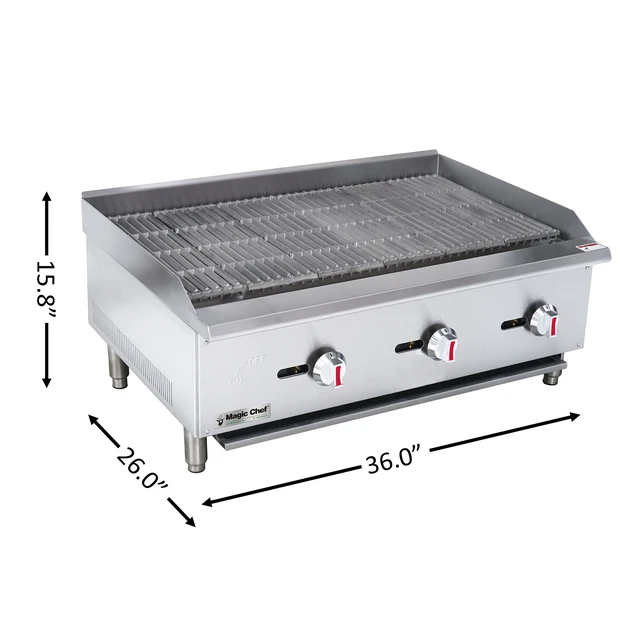 Alt view image 2 of 2 - 36 in. Commercial Countertop Radiant Charbroiler in Stainless Steel