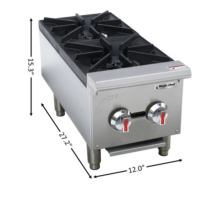 Alt view image 2 of 2 - 12 in. Commercial 2-Burner Countertop Hotplate in Stainless Steel