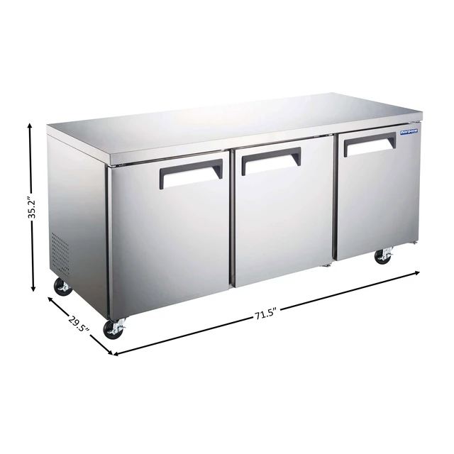 Alt view image 3 of 4 - Commercial 71 in. 19 cu. ft. Under Counter Refrigerator in Stainless Steel