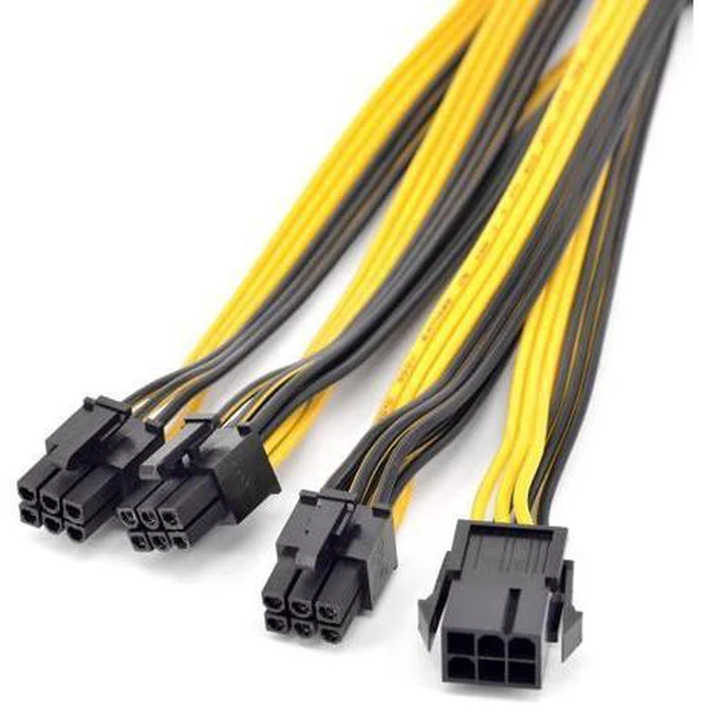 Alt view image 2 of 5 - PCIe GPU 6pin Port Multiplier PCIe Graphics card 6 Pin 1 to 3 ways Power supply Extension Cable Female to Male 18AWG