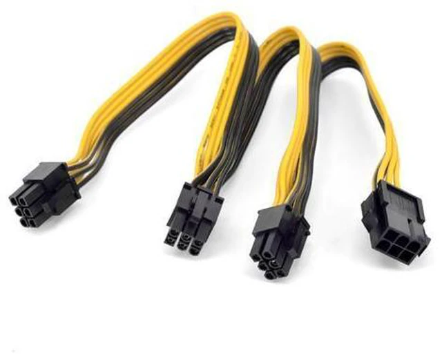 Alt view image 3 of 5 - PCIe GPU 6pin Port Multiplier PCIe Graphics card 6 Pin 1 to 3 ways Power supply Extension Cable Female to Male 18AWG