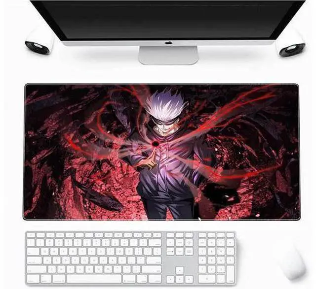 Alt view image 2 of 7 - Large Mouse Pad Extended Gaming Mousepad Non-Slip Base Keyboard Pad Desk Mat 24 x 14 in Anime Mouse Pad (Japanese Anime Jujutsu Kaisen Satoru Gojo)