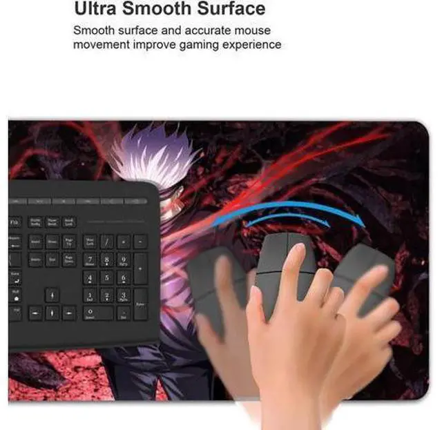 Alt view image 6 of 7 - Large Mouse Pad Extended Gaming Mousepad Non-Slip Base Keyboard Pad Desk Mat 24 x 14 in Anime Mouse Pad (Japanese Anime Jujutsu Kaisen Satoru Gojo)