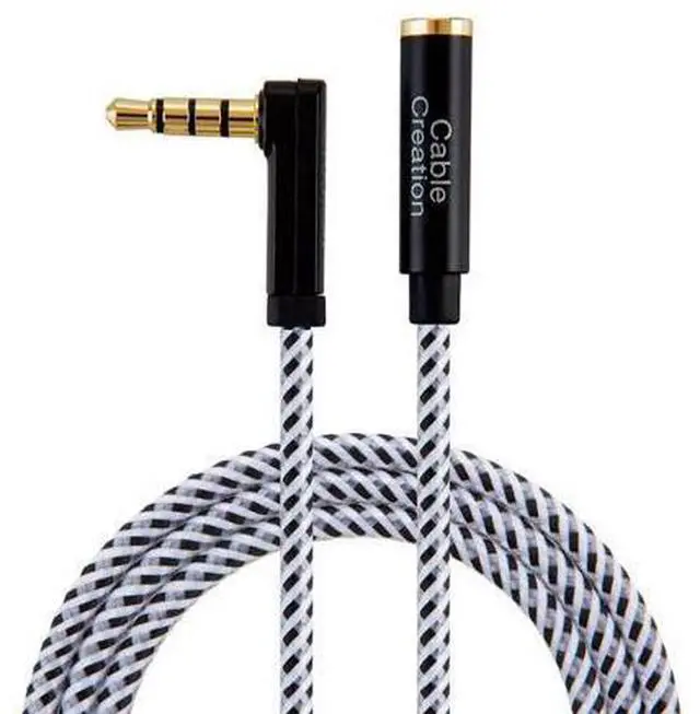 Main image of CableCreation Headphone Extension Cable, 90 Degree TRRS 3.5mm Male to Female Audio Extension Cable 4-Conductor(Microphone Compatible), 6 Feet