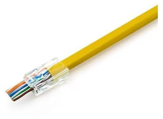 Alt view image 7 of 7 - RJ45 Cat6 Pass Through Connectors Pack of 100 | EZ Crimp Connector UTP Network Plug for Unshielded Twisted Pair Solid Wire & Standard Cables | Transparent Passthrough Ethernet Insert