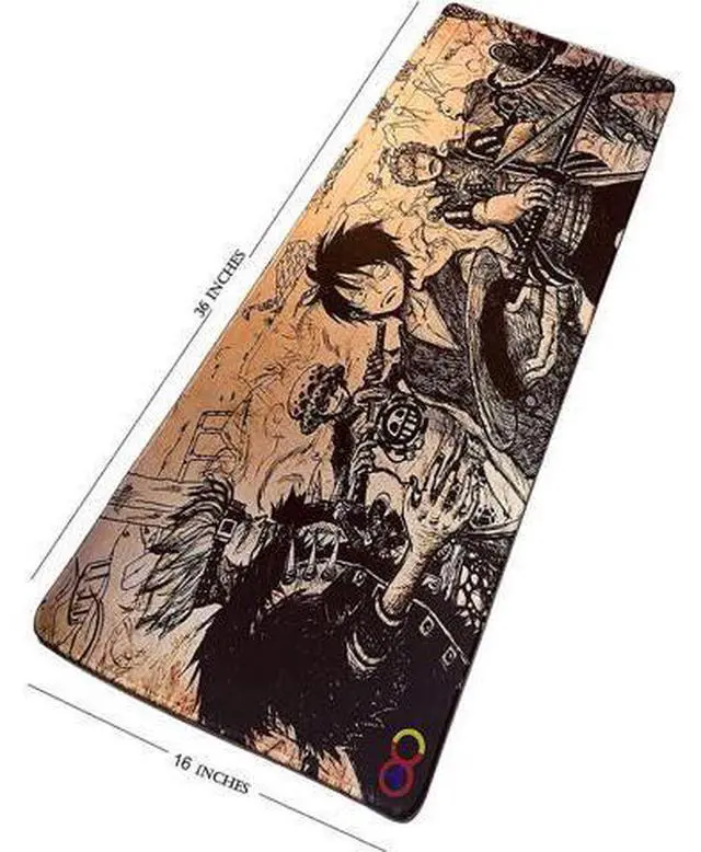 Alt view image 3 of 6 - kiyokidy Anime One Piece Mouse Pad,Extended Gaming Mouse Pad with Stitched Edges, Large Mouse pad with Non-Slip Rubber Base for Work & Gaming, Office & Home, 35.4x15.7inch