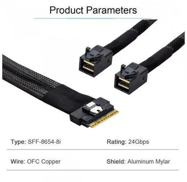 Alt view image 5 of 7 - Xiwai CY SF-010 PCI-E Ultraport Slimline SAS Slim 4.0 SFF-8654 8i 74pin to Dual SFF-8643 4i Mini SAS HD Cable PCI-Express
