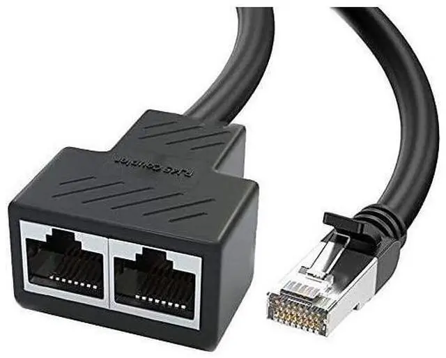 Alt view image 2 of 5 - RJ45 Network 1 to 2 Port Ethernet Adapter Splitter RJ45 1 Male to 2 Female LAN Ethernet Splitter Adapter Cable Suitable Super Cat5 Cat5e Cat6 Cat7 LAN Ethernet Socket Connector Adapter