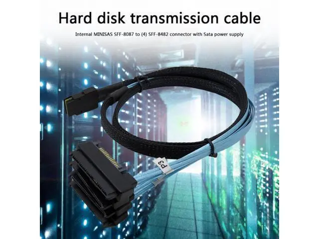 Alt view image 3 of 3 - Mini 4 SAS Hard Drives 36-Pin SFF-8087 To 4 SAS 29-Pin SFF-8482 Cable Connectors with 15 Pin SATA Power Connector Controller