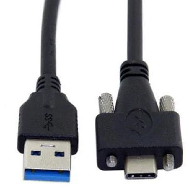 Alt view image 3 of 7 - USB 3.1 Type-C Dual Screw Locking to Standard USB3.0 Data Cable 1.2m 2m 3m Panel Mount Type