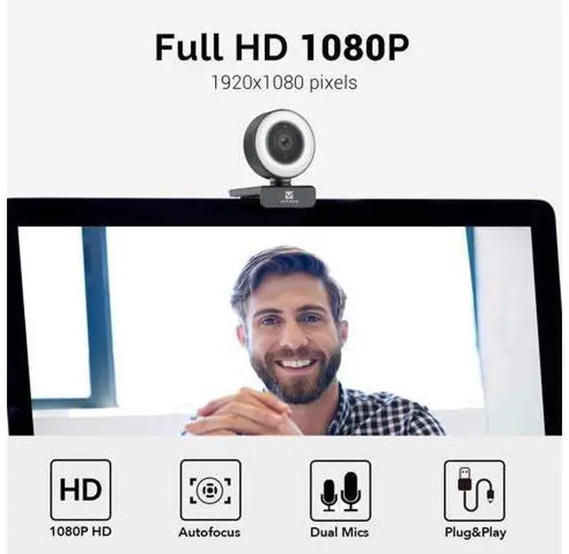 Alt view image 2 of 7 - PC Webcam for Streaming HD 1080P, Vitade 960A USB Pro Computer Web Camera Video Cam for Mac Windows Laptop Conferencing Gaming with Microphone & Ring Light