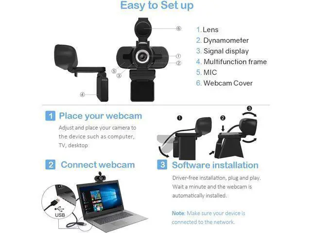 Alt view image 2 of 7 - New USB HD 1080P Computer Camera With Lens Dust Cover Webcam For Webcast Video Conference