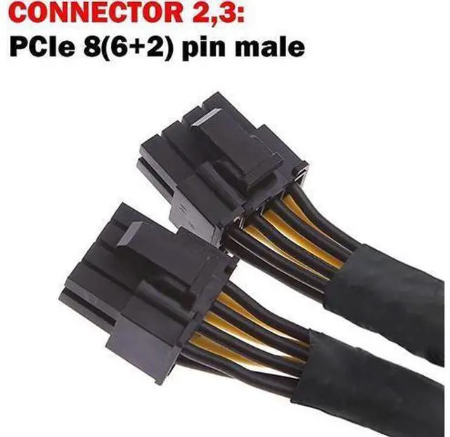 Alt view image 4 of 5 - 8Pin PCIe PCI Express Graphics Video Card GPU VGA 8 Pin Female to Dual GPU 8Pin 6+2 Pin Male Braided Sleeved GPU 8 pin Splitter Power Extension Cable 8 Pin GPU molex 9inch 2 Pack