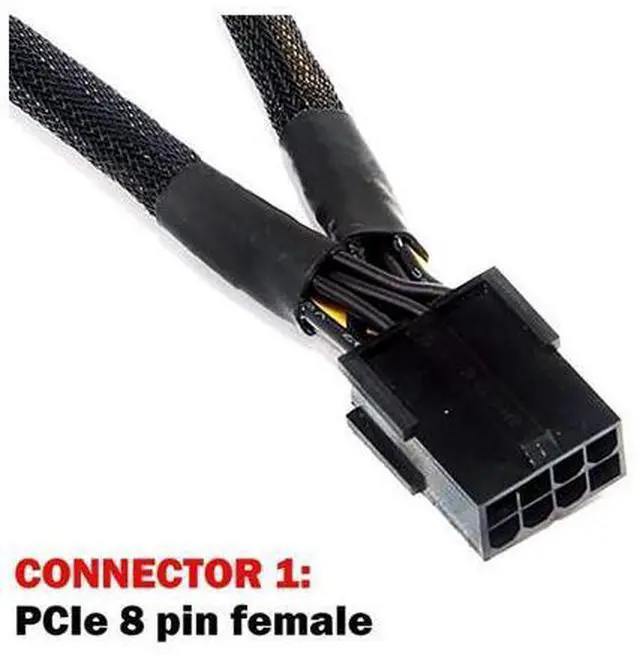 Alt view image 3 of 5 - 8Pin PCIe PCI Express Graphics Video Card GPU VGA 8 Pin Female to Dual GPU 8Pin 6+2 Pin Male Braided Sleeved GPU 8 pin Splitter Power Extension Cable 8 Pin GPU molex 9inch 2 Pack