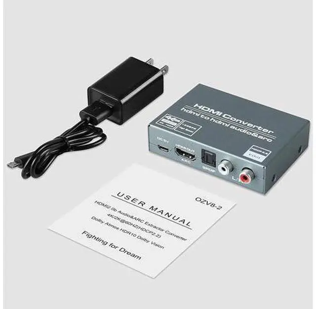 Alt view image 7 of 7 - 4K@60HZ HDMI Audio Extractor, avedio links HDMI to HDMI with Optical TOSLINK SPDIF + 5.1/2CH + 3.5mm RCA R/L Audio Converter HDMI Audio Splitter Adapter Supports HDMI 2.0, HDCP 2.2, 18Gpbs for PS5