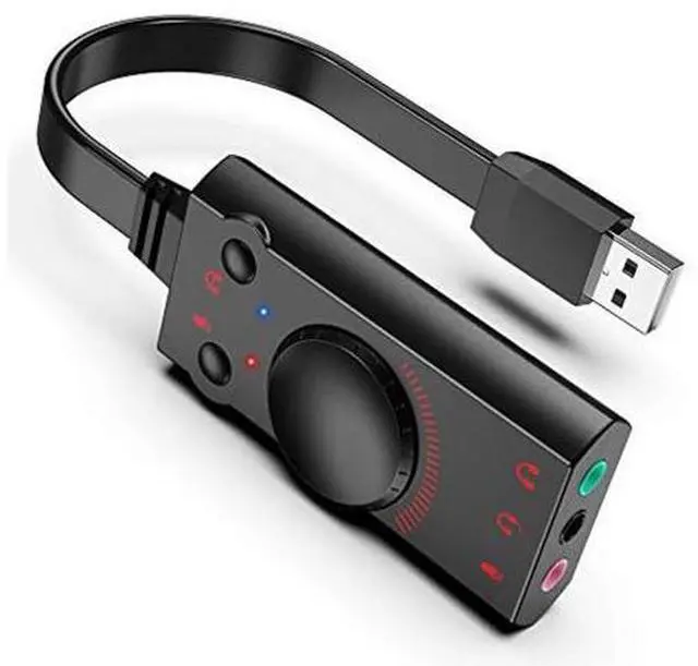 Alt view image 2 of 4 - usb sound card adapter bengoo external audio adapter stereo sound card converter 3.5mm aux microphone jack for gaming headset earphone ps4 laptop desktop windows mac os linux, plug play