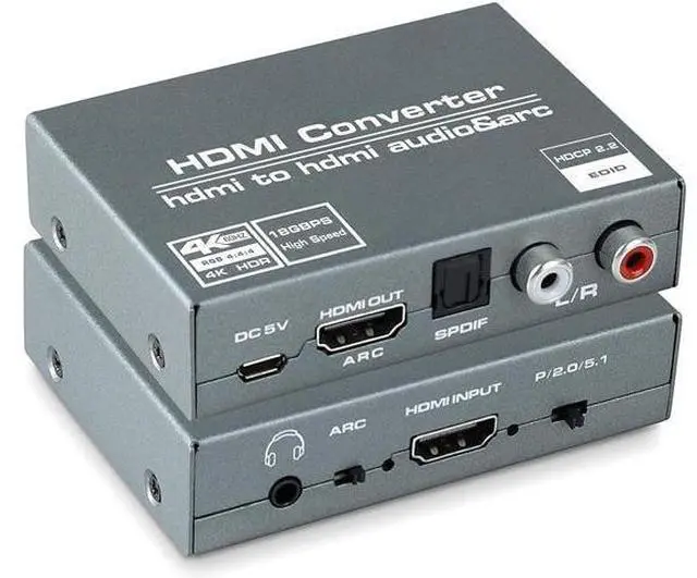 Main image of 4K@60HZ HDMI Audio Extractor, avedio links HDMI to HDMI with Optical TOSLINK SPDIF + 5.1/2CH + 3.5mm RCA R/L Audio Converter HDMI Audio Splitter Adapter Supports HDMI 2.0, HDCP 2.2, 18Gpbs for PS5