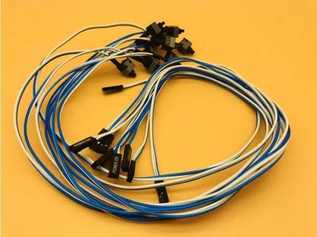 Alt view image 2 of 5 - 10Pcs 50cm 2Pin SW PC Power Cable on/off Push Button ATX Computer Switch Wire Power SW Switch Cable Re-start Cord for BTC Mining