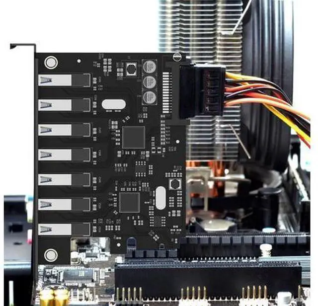 Alt view image 3 of 3 - Super Speed 7 Port USB 3.0 PCI-E Express Card With A 15 Pin SATA Power Connector PCIE Adapter